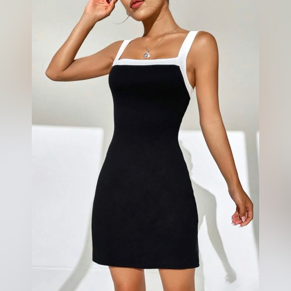 NWT - SHEIN - Contrast Trim Fitted Dress - XS